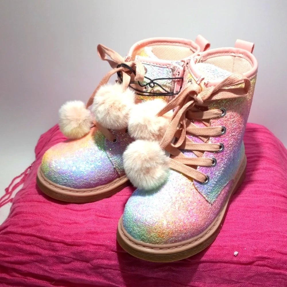 NICOLE MILLER RAINBOW GLITTER GIRLS BOOTS